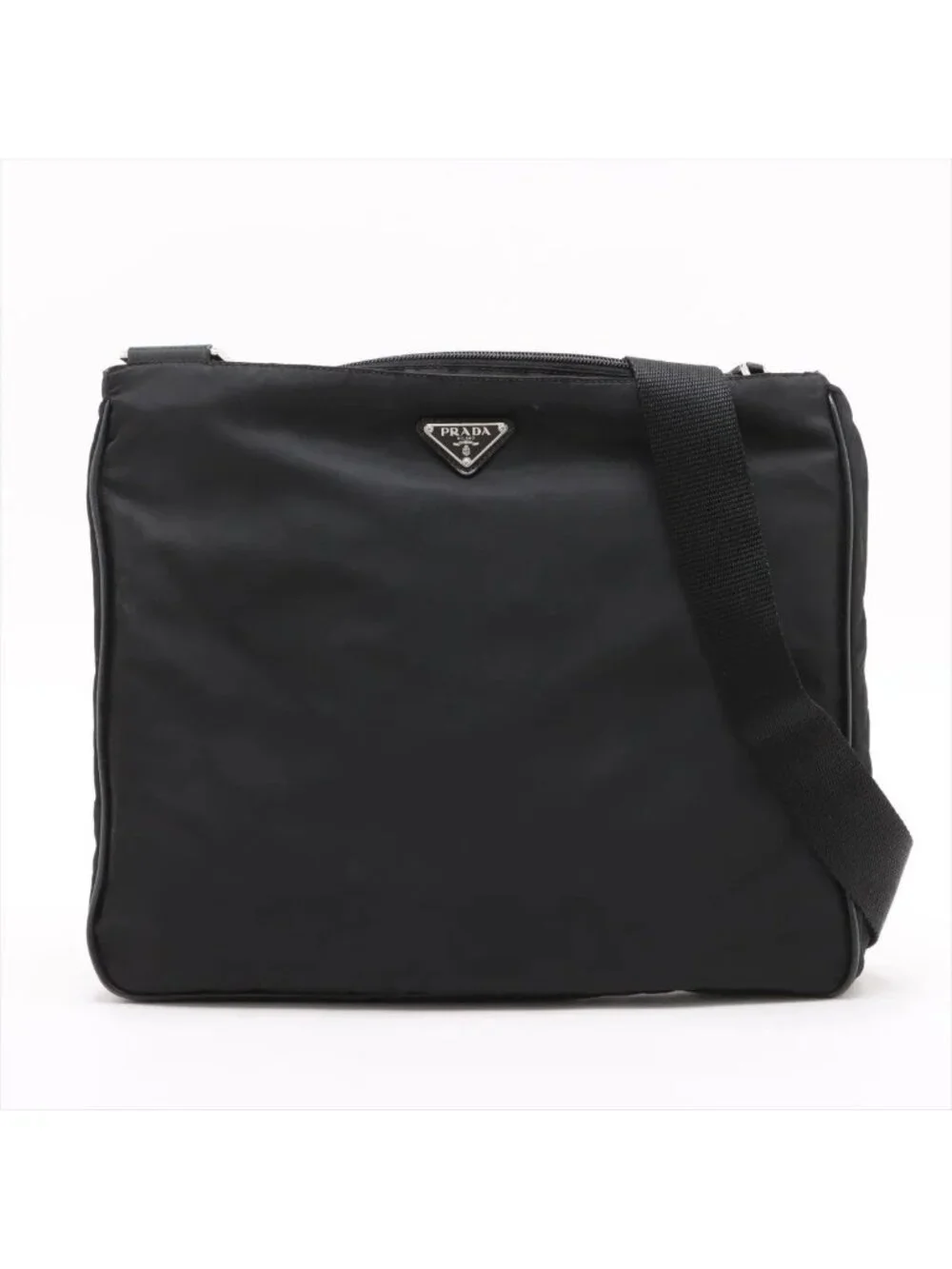 Prada Tessuto Nylon Triangle Logo Leather Shoulder Bag Crossbody Messenger